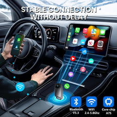Wireless Carplay Adapter, Stable Control & No Delay, Plug & Play Carplay Converter for iPhone 6+, Converts Wired to Wireless Dongle Adapter for iPhone