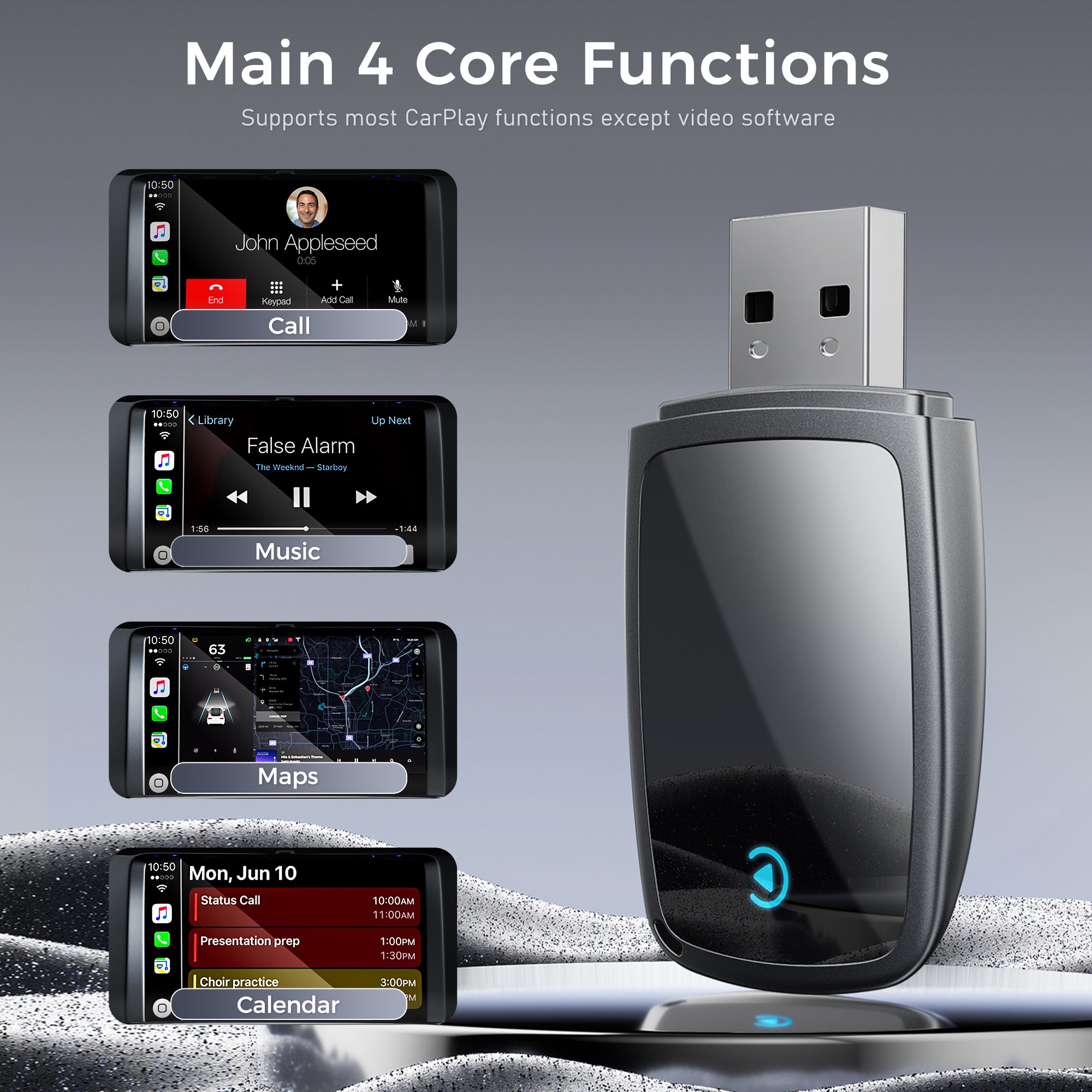 Wireless Carplay Adapter, Stable Control & No Delay, Plug & Play Carplay Converter for iPhone 6+, Converts Wired to Wireless Dongle Adapter for iPhone