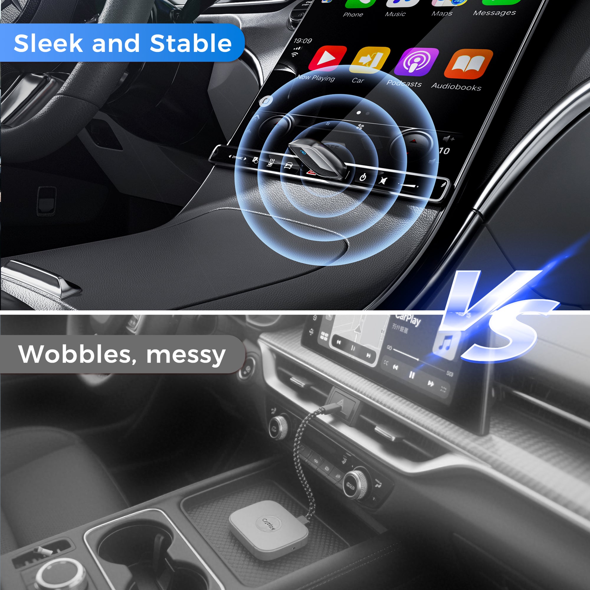 Wireless Carplay Adapter, Stable Control & No Delay, Plug & Play Carplay Converter for iPhone 6+, Converts Wired to Wireless Dongle Adapter for iPhone