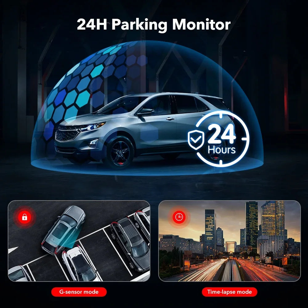 Dash Cam Front and Rear, 4K+4K Full HD Car Camera, 3" IPS Screen, 128GB Card, Built-in 5G Wi-Fi GPS, G-Sensor, Night Vision, Loop Recording, 24H Parking Mode