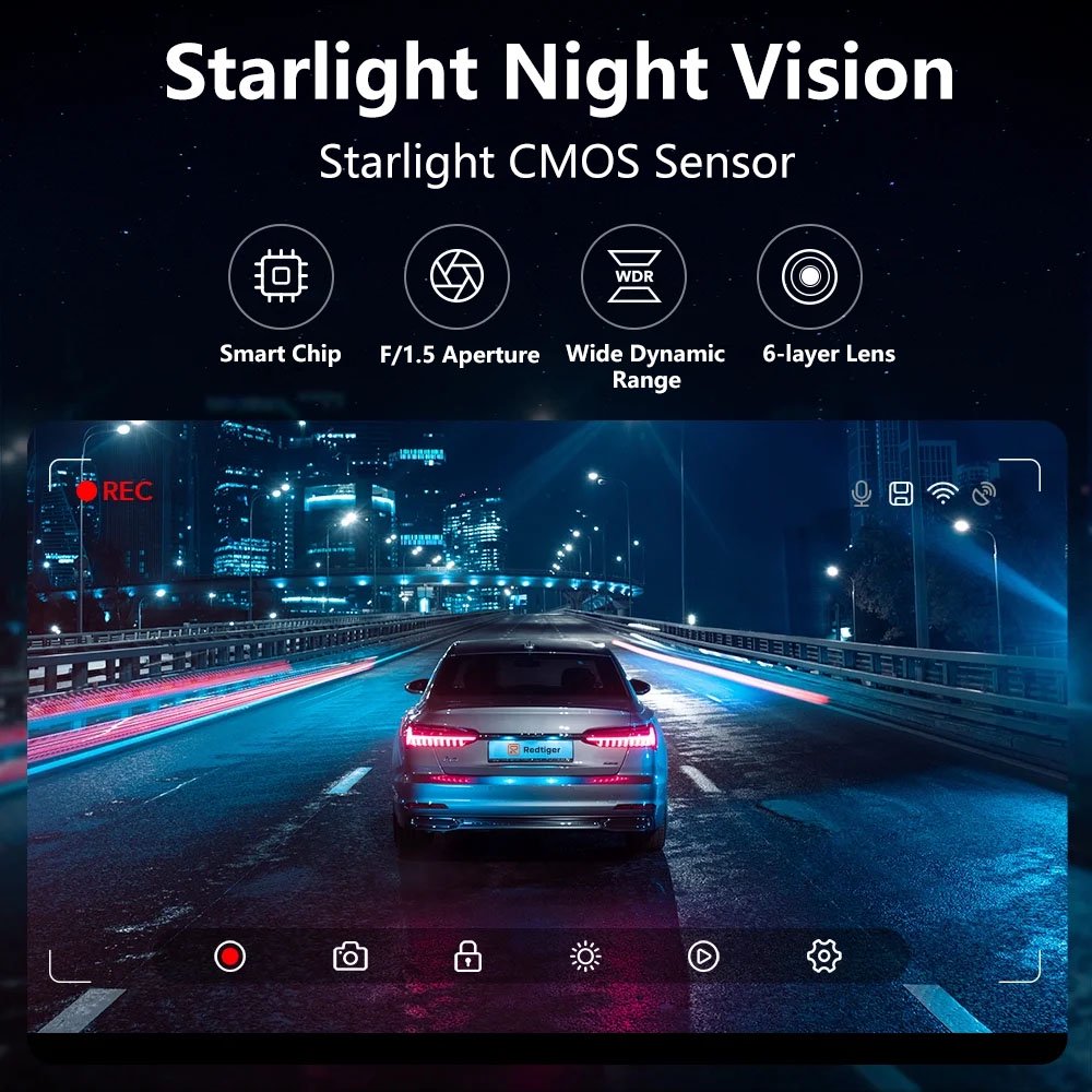 Dash Cam Front and Rear, 4K+4K Full HD Car Camera, 3" IPS Screen, 128GB Card, Built-in 5G Wi-Fi GPS, G-Sensor, Night Vision, Loop Recording, 24H Parking Mode